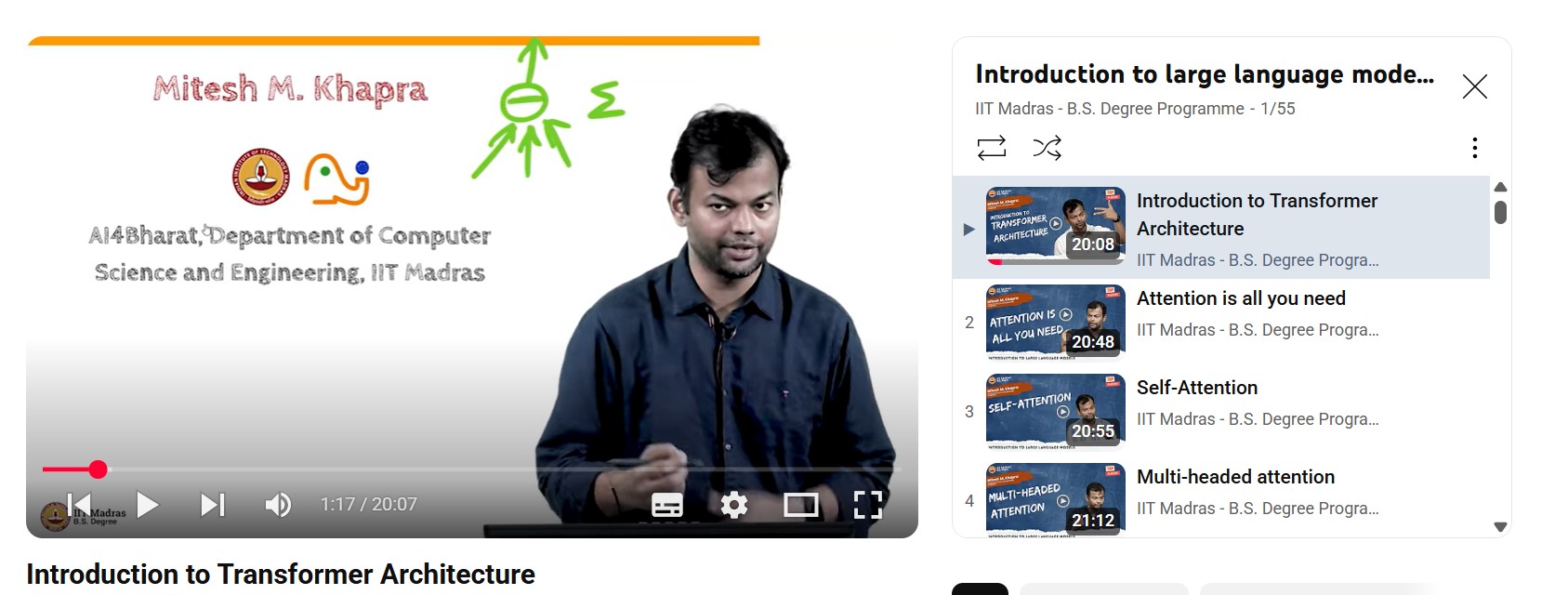 Introduction to Large Language Models: IIT Madras YouTube Course