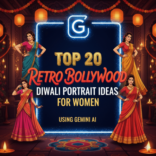 Top 20 Retro Bollywood Diwali Portrait Ideas for Women Using Gemini AI