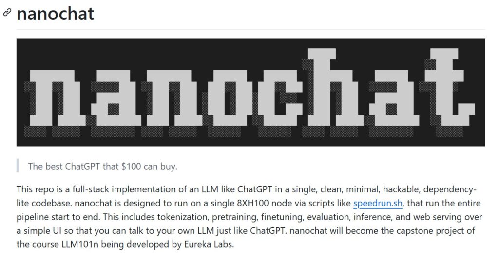 NanoChat: The Best ChatGPT That $100 Can Buy