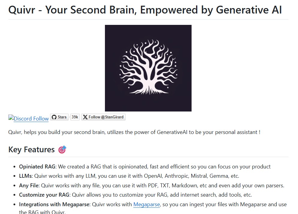 Quivr AI: Building Your Second Brain with Open-Source Generative Intelligence