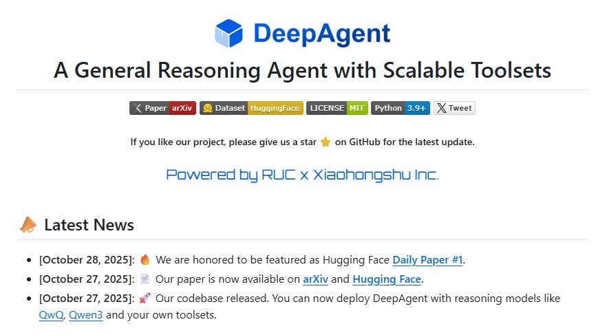 DeepAgent: A New Era of General AI Reasoning and Scalable Tool-Use Intelligence