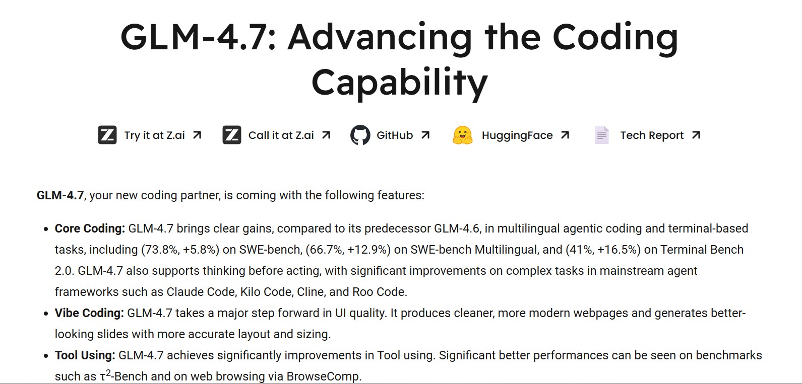GLM-4.7: A New Benchmark in Agentic Coding, Reasoning and Tool-Driven AI