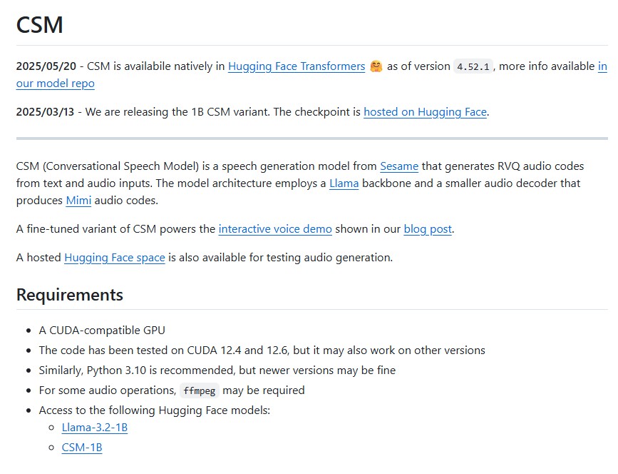 CSM: Conversational Speech Model by Sesame AI Labs