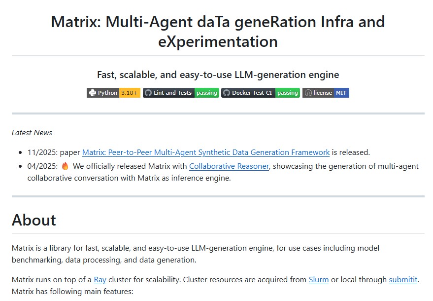 Matrix: A Breakthrough Multi-Agent Synthetic Data Generation Framework for Scalable LLM Operations
